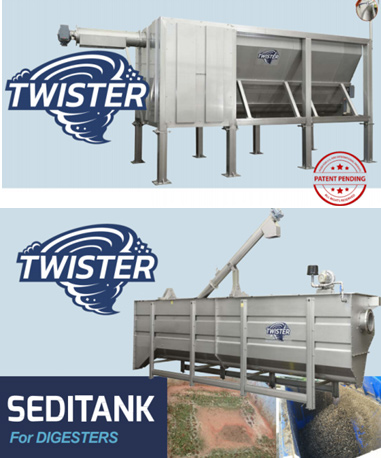 DRYCAKE TWISTER and Seditank for digesters